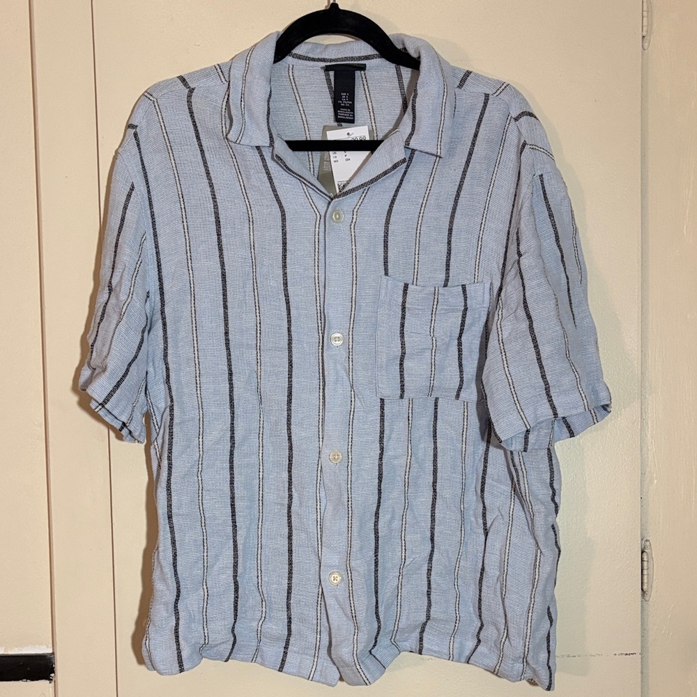 H&M Light Blue and Black Striped Casual Shirt